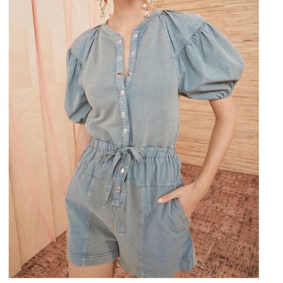 Ulla Johnson Owen Puff Sleeve Romper - Picture 1 of 6